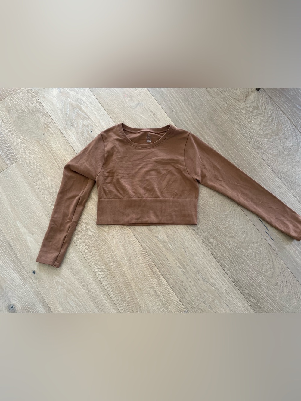 aerie Cropped Long-Sleeve Top in Warm Brown